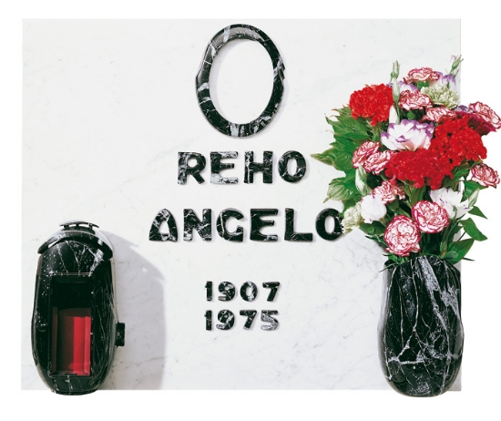 Picture of Tombstone Proposal - Olla Line - Black Marquinia marble finish - Vase flower vase with frame candle - Italian letters