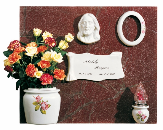 Picture of Tombstone Proposal - Venus Line white porcelain decorated with roses - Flower vase frame lamp - Jesus plaque and parchment