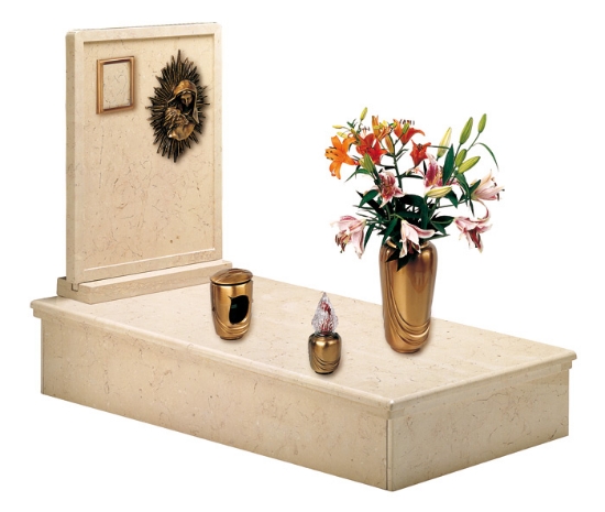 Image sur Proposition de sépulture au sol - Bronze Pelike Ligne - Vase au sol, lampe et bougeoir au sol - Cadre photo et plaque Pieta sur le mur