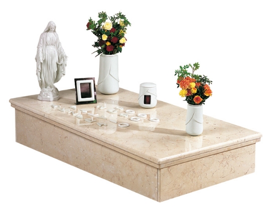 Picture of Ground Tomb Proposal - Vittoria Line Red White Porcelain - Candle lamp, flower holder and photo frame on the ground - Porcelain statue of the Madonna
