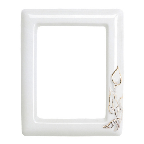 Picture of Rectangular photo frame decorated with gold-tone calla lilies - Porcelain