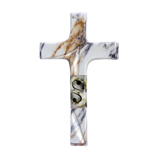 Immagine di Croce in porcellana per lapidi - Finitura marmo Apuania - Linea Saturno - Millennium