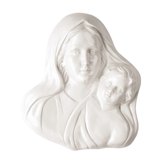 Picture of Plaque with bas-relief in porcelain for tombstone - Madonna with baby Jesus