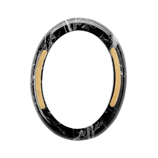 Picture of Oval photo frame - Black Marquinia marble finish with bronze decoration - Cotile Line - Bronze
