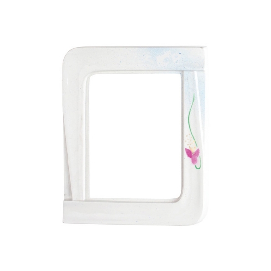 Immagine di Cornice porta-foto rettangolare bianca decorata con iris - Linea Idria Iris - Bronzo