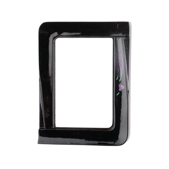 Immagine di Cornice porta-foto rettangolare nera decorata con iris - Linea Idria Iris - Bronzo
