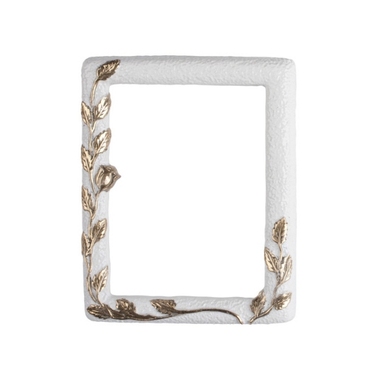 Immagine di Cornice porta-foto rettangolare decorata - Finitura bianco - Linea Meg - Bronzo Shell Moulding