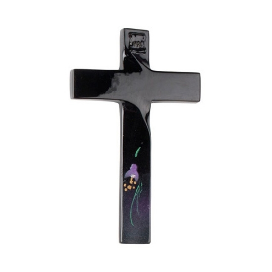 Croce in bronzo decorata iris nero