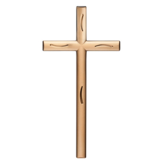 Image sur Croix stylisée en bronze poli avec décorations