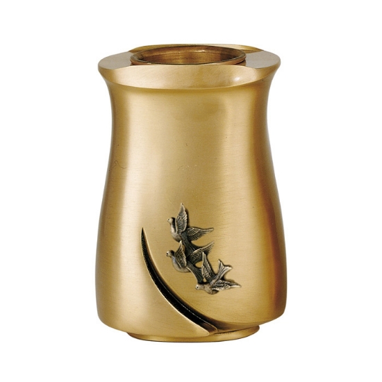 Picture of Large flower vase with doves - Idria line - Bronze