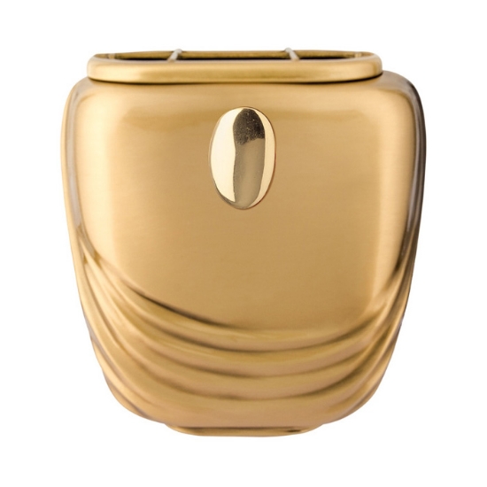 Immagine di Vaschetta portafiori per lapide - Linea Pelike oro - Bronzo con applicazione oro
