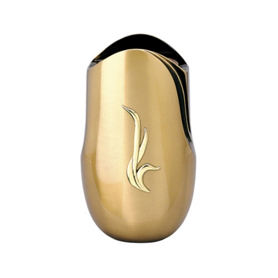 Immagine di Vaso portafiori per lapide - Linea Olla Fela - Bronzo con applicazione oro (cinerari e ossari)
