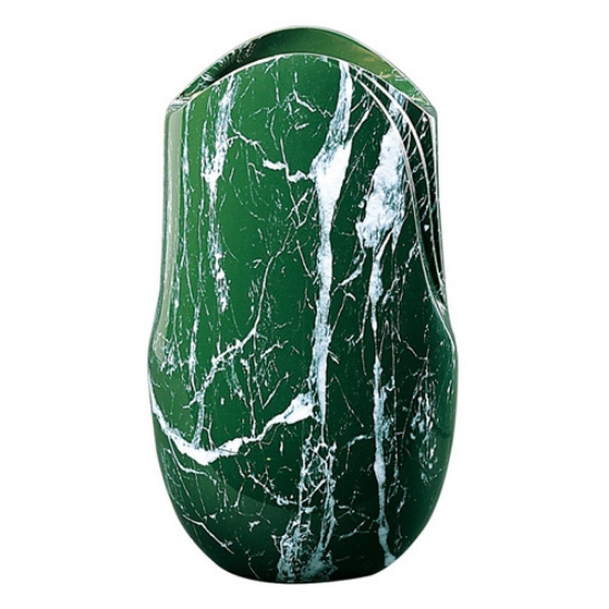 Image sur Vase à fleurs pour pierre tombale - Ligne Olla - Finition marbre Vert Guatemala - Bronze