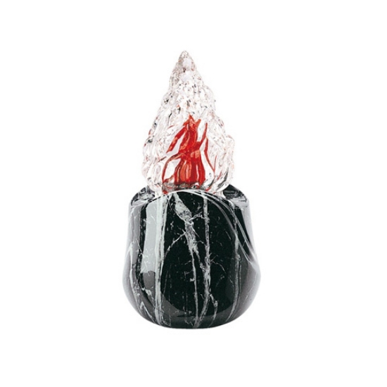 Imagen de Lámpara votiva para hornacinas y osarios cinerarios - Línea Olla - Bronce - Acabado mármol Marquinia negro