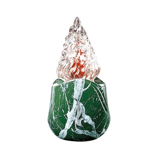 Picture of Votive lamp for gravestones - Olla Line - Bronze - Guatemala Green marble finish with chrome decoration