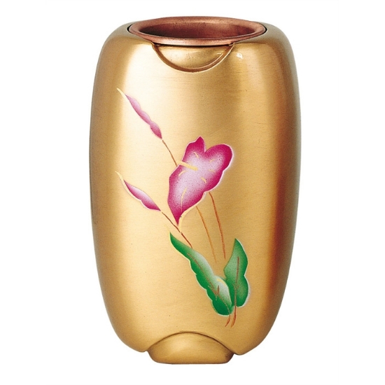 Image sur Vase à fleurs décoré pour pierres tombales - Olpe anturium - Bronze (cinéraires et ossuaires)