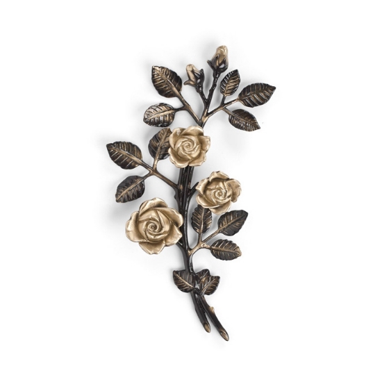 Immagine di Tralcio di rose decorativo in bronzo per lapidi - Medio (lato sinistro) - Finitura Brown