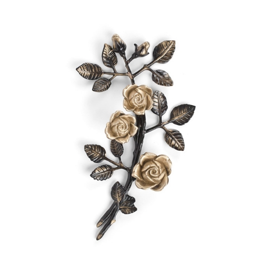 Image sur Branche de roses décorative en bronze pour pierres tombales - Moyenne (côté droit) - Finition brune