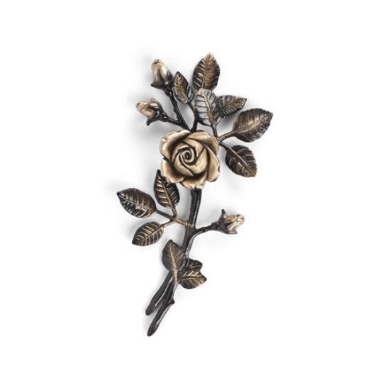 Immagine di Tralcio di rose decorativo in bronzo per lapidi - Medio-piccolo (lato destro) - Finitura Brown