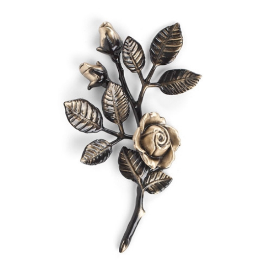 Image sur Branche de roses décorative en bronze pour pierres tombales - Petite (côté droit) - Finition Brown