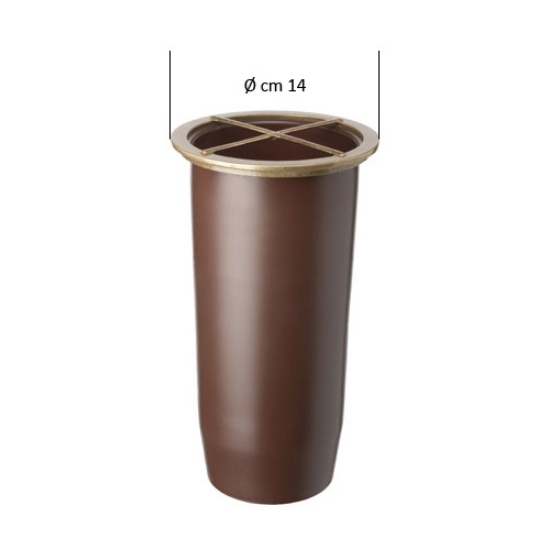 Image sur Remplacement en plastique pour grand vase à fleurs - Bord extérieur en finition bronze poli (cm 25 x 11,5 diamètre)