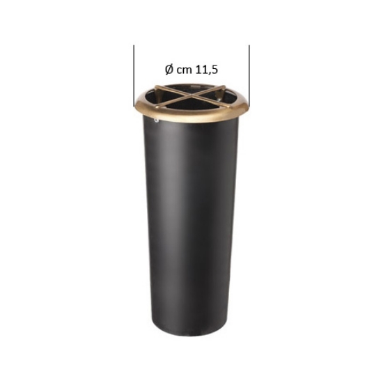 Image sur Remplacement en plastique pour vase à fleurs - Bord extérieur en finition bronze poli (cm 24,5 x 9,8 diamètre)