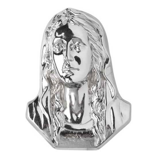 Immagine di Targa con bassorilievo in bronzo per lapide - Madonna - Finitura cromo