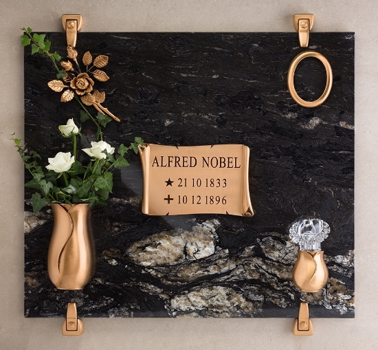Image sur Proposition de pierre tombale - Apulo Bronze Ligne - Vase à fleurs, lampe en cristal de Coeur, cadre - Parchemin avec gravure