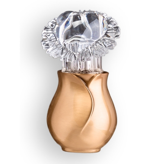 Image sur Lampe votive pour pierres tombales - Ligne Apulo - Bronze poli - Avec cristal Coeur