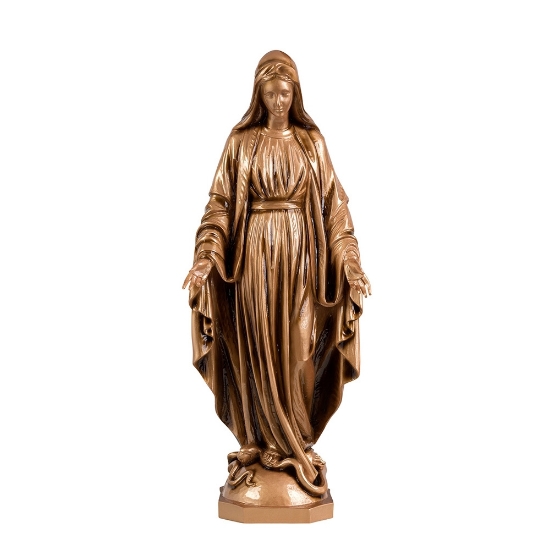 Imagen de Estatua Medalla milagrosa de la Virgen de la Inmaculada - Polvo de mármol (cuarzo español)
