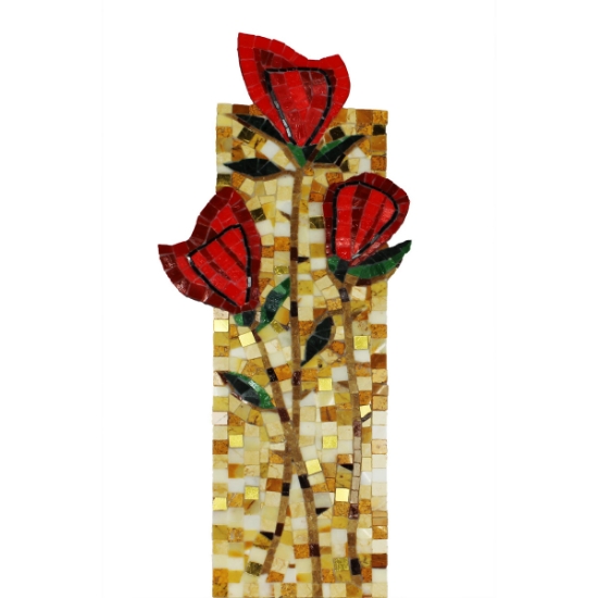Mosaico raffigurante un mazzo di rose rosse