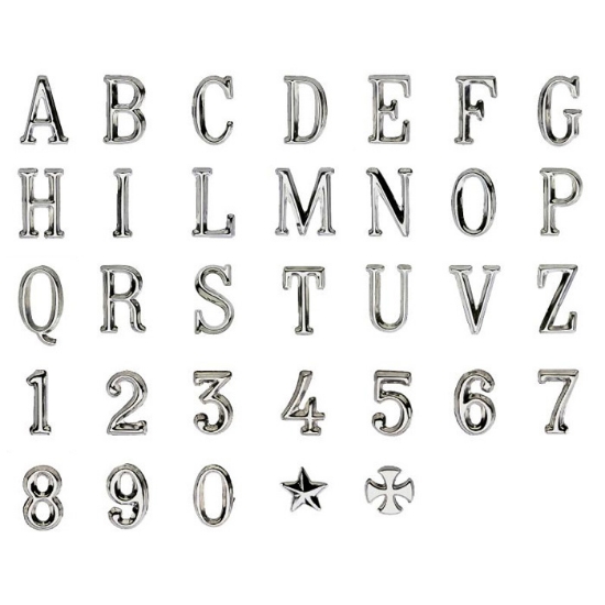 Immagine di Lettere e numeri in acciaio per lapidi - Modello Romano Prismato